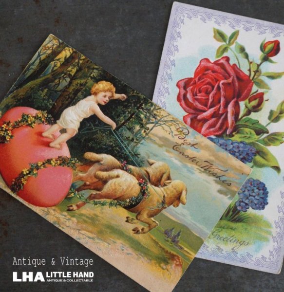 画像1: ENGLAND antique POST CARD 2pcs イギリスアンティー ポストカード 2枚セット  ヴィンテージ 葉書 ビンテージ 1920-30's (1)