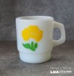 画像1: U.S.A. vintage Fire-king Mug Foxy Flowers アメリカヴィンテージ ファイヤーキング フォクシーフラワーズ　黄　ポピー マグ マグカップ 1960-76's (1)