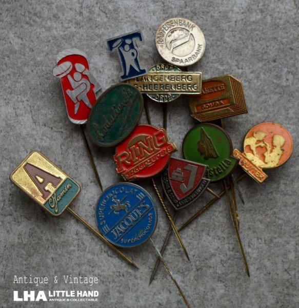 画像1: SALE【50%OFF】NETHERLANDS antique ADVERTISING HAT PINS 12pcs オランダアンティーク ハットピン ヴィンテージ 12本SET 1960-80's (1)