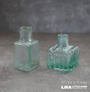 画像: ENGLAND antique ink Bottles 2pcs イギリスアンティーク ガラス インクボトル 2個SET 瓶 ガラスボトル 1890－1910's