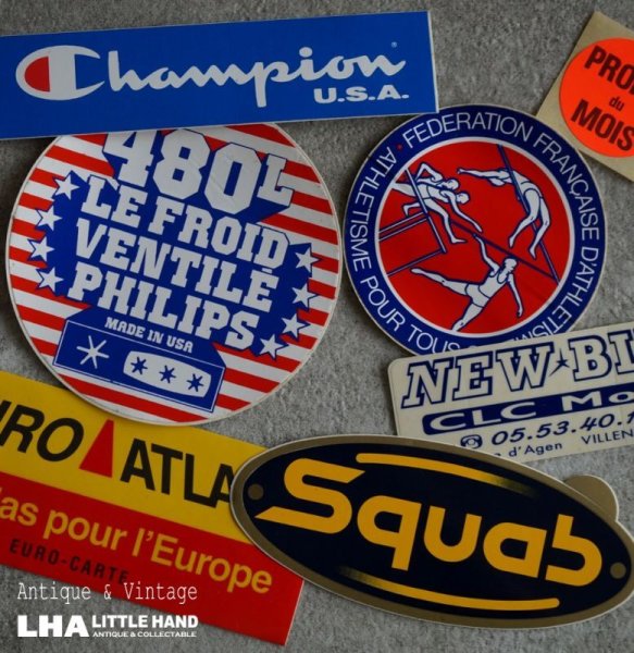 画像1: FRANCE & U.S.A. antique  STICKERS 6pcs フランス＆アメリカ アンティーク ステッカー シール ヴィンテージ 6枚SET 1980-90's (1)