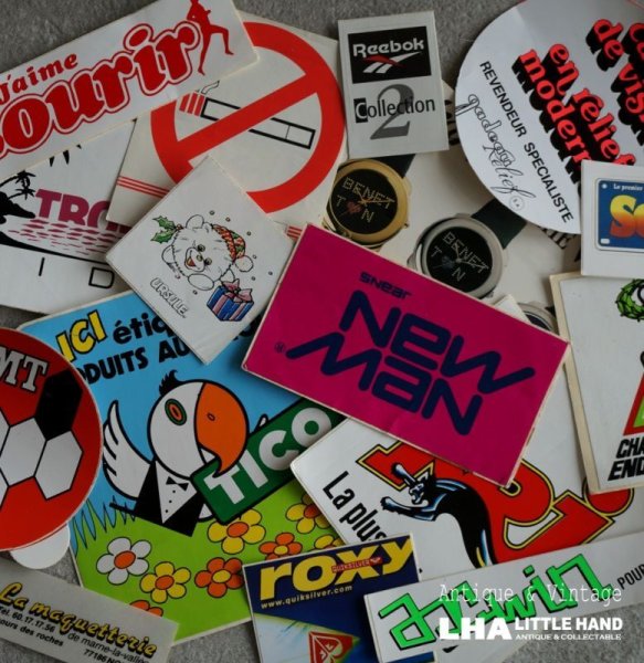 画像1: SALE【50%OFF】FRANCE & U.S.A. antique  STICKERS 16pcs フランス＆アメリカ アンティーク ステッカー シール ヴィンテージ 16枚SET 1980-90's (1)