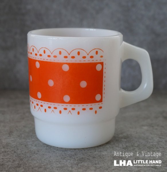 画像1: U.S.A. vintage Fire-king Mug Picnic  アメリカヴィンテージ ファイヤーキング　ピクニック　橙  マグ マグカップ 1960-76's (1)