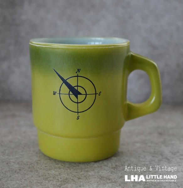 画像1: U.S.A. vintage Fire-king Mug Northwestarn Bank アメリカヴィンテージ  ファイヤーキング ノースウエストバンク 緑・黄緑 マグ マグカップ 1960's (1)