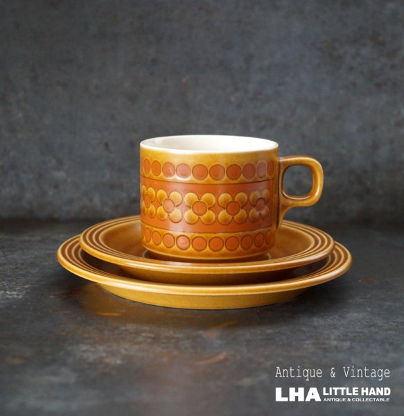 画像1: ENGLAND antique HORNSEA SAFFRON TRIO イギリスアンティーク ホーンジー サフラン カップ＆ソーサー＆ティープレート・ケーキプレート トリオ C&S 1970-80's ヴィンテージ (1)