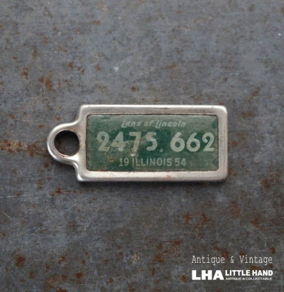 画像1: U.S.A. antique Number Tag アメリカアンティーク ナンバータグ ナンバープレート　キーホルダー 1954's  (1)
