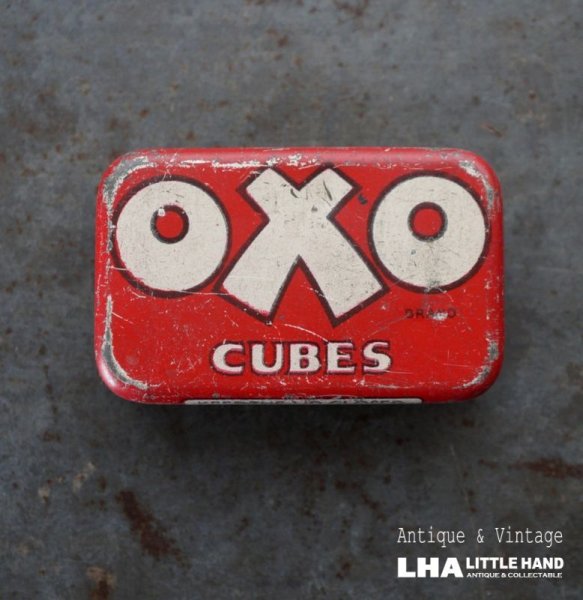 画像1: ENGLAND antique OXO TIN イギリスアンティーク 小さな OXO オクソ缶 ヴィンテージ 1930's (1)