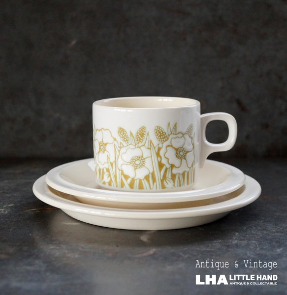 画像1: ENGLAND antique HORNSEA  FLEUR C&S イギリスアンティーク ホーンジー フルール カップ＆ソーサー＆ティープレート・ケーキプレート トリオ  C&S 1970-80's ヴィンテージ コーヒーカップ ティーカップ (1)