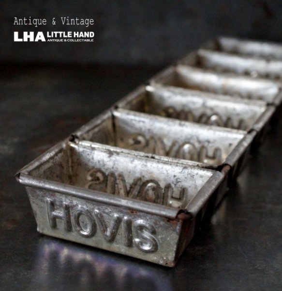 画像1: 【RARE】ENGLAND antique HOVIS BAKING TIN  イギリスアンティーク ホーヴィス ベーキングティン ミニブレッド缶 モールド 型 6連 1930-60's (1)