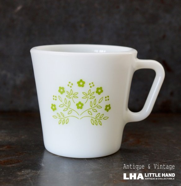 画像1: U.S.A. vintage PYREX Tinne Green Flower MUG パイレックス タイニーグリーンフラワー マグ  ヴィンテージ 1960-70's (1)