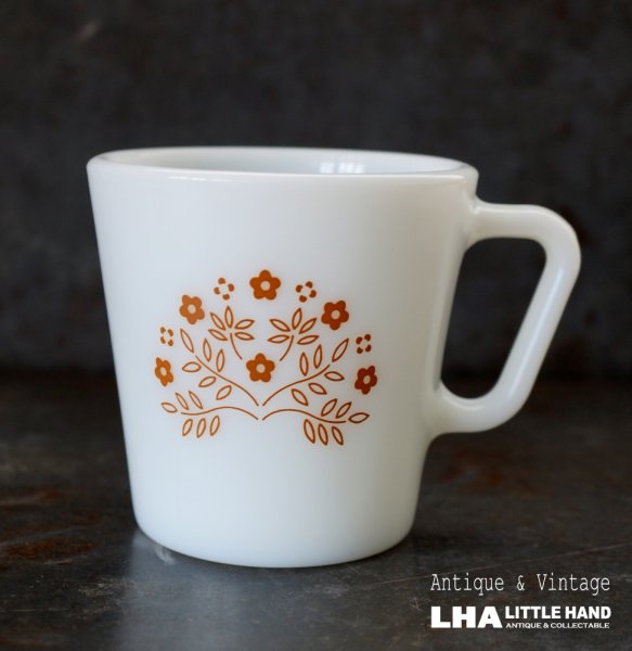 画像1: U.S.A. vintage PYREX Tinne Brown Flower MUG パイレックス タイニーブラウンフラワー マグ  ヴィンテージ 1960-70's (1)