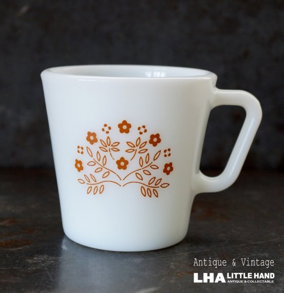 画像1: U.S.A. vintage PYREX Tinne Brown Flower MUG パイレックス タイニーブラウンフラワー マグ  ヴィンテージ 1960-70's (1)