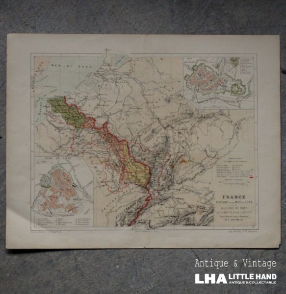 画像1: FRANCE antique MAP フランスアンティーク マップ 地図 ヴィンテージ  ビンテージ 1860-1900's (1)