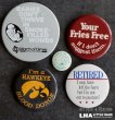 画像1: ENGLAND & U.S.A. antique BADGES 5pcs イギリス&アメリカアンティーク  ヴィンテージ 缶バッジ 5個セット 缶バッチ ビンテージ 1970-90's  (1)