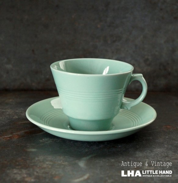 画像1: ENGLAND antique WOOD'S WARE beryl C&S イギリスアンティーク ウッズウェア ベリル カップ＆ソーサー コーヒーカップ ヴィンテージ 1940-60's (1)