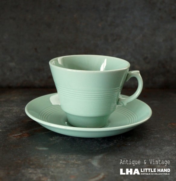 画像1: ENGLAND antique WOOD'S WARE beryl C&S イギリスアンティーク ウッズウェア ベリル カップ＆ソーサー コーヒーカップ ヴィンテージ 1940-60's (1)