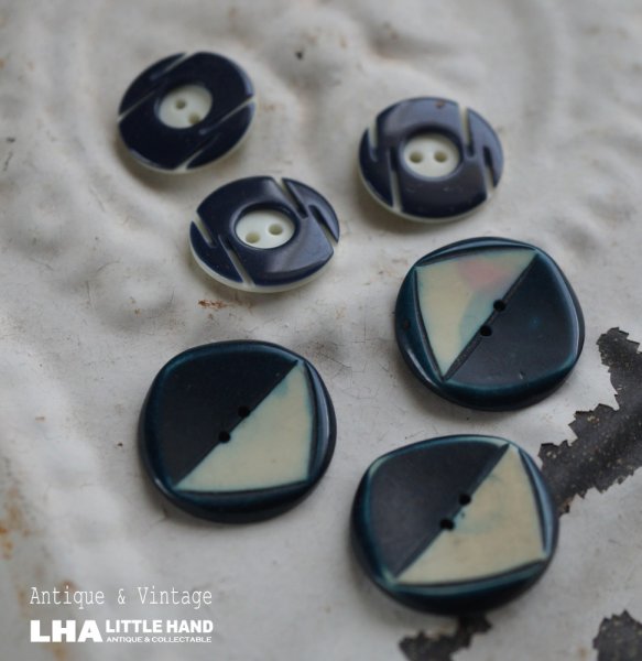 画像1: FRANCE antique BUTTONS フランスアンティーク ボタン 6個セット ヴィンテージ 1950-70's (1)