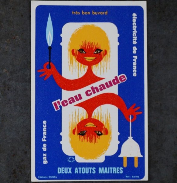 画像1: 【RARE】FRANCE antique  BUVARD Lefor Openo L'eau Chaude フランスアンティーク　ヴィンテージ ビュバー【ルフォール・オプノ】1950-70's (1)