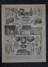 画像: FRANCE antique ART PAPER  フランスアンティーク 辞書・図鑑の1ページ ［先史時代］ 描画 アンティークアート 1900's