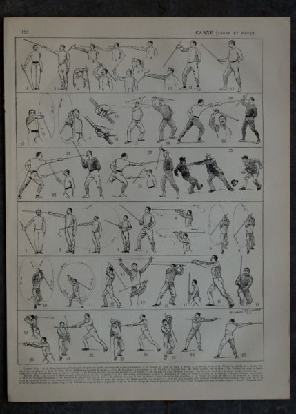 画像1: FRANCE antique ART PAPER  フランスアンティーク 辞書・図鑑の1ページ ［杖］ 描画 アンティークアート 1900's (1)