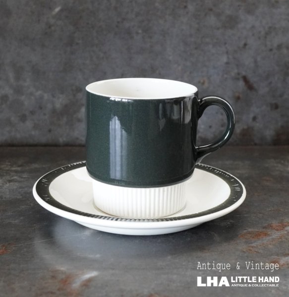 画像1: ENGLAND antique POOLE POTTERY C&S イギリスアンティーク プールポタリー  カップ＆ソーサー  ヴィンテージ 1950's (1)