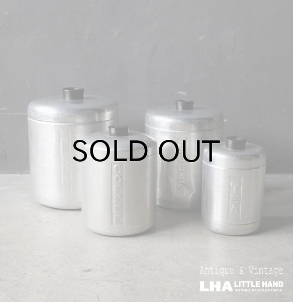 画像1: U.S.A. antique  Century Canister Set アメリカアンティーク アルミ キャニスター 缶 4個セット ヴィンテージ ミッドセンチュリー 1950's (1)
