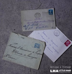 画像: FRANCE antique LETTER 3pcs フランスアンティー レター 封筒 3枚セット  ヴィンテージ  ビンテージ 1940-1970's