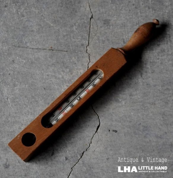 画像1: SALE【30%OFF】FRANCE antique Wooden Thermometer フランスアンティーク 木製温度計 サーモメーター 1920-50's (1)