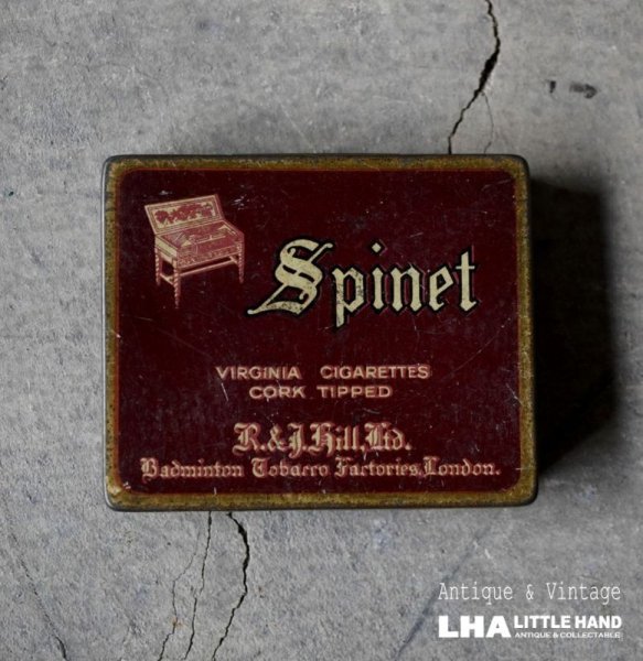 画像1: ENGLAND antique Spinet FLAKE TIN TOBACCO TIN CIGARETTES イギリスアンティーク シガレットケース ティン缶 タバコ缶 ヴィンテージ ブリキ缶1930's  (1)