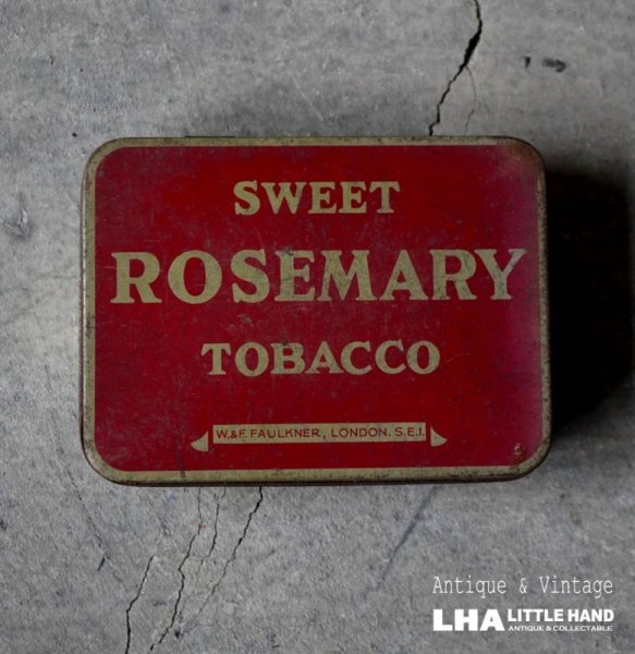 画像1: ENGLAND antique ROSEMARY FLAKE TIN TOBACCO TIN CIGARETTES イギリスアンティーク シガレットケース ティン缶 タバコ缶 ヴィンテージ ブリキ缶1930-50's  (1)
