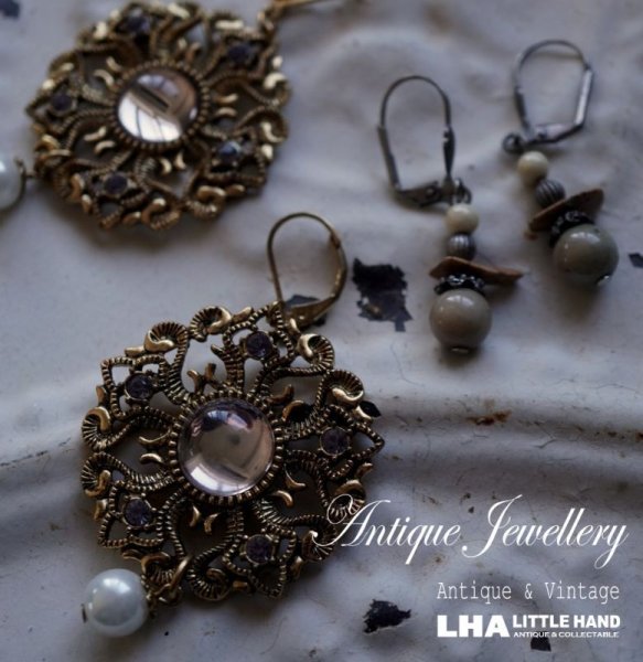 画像1: SALE【20%OFF】U.S.A. vintage  Earrings  2pcs アメリカヴィンテージ コスチュームジュエリー ピアス  2個セット イヤリング 1970-90's  (1)