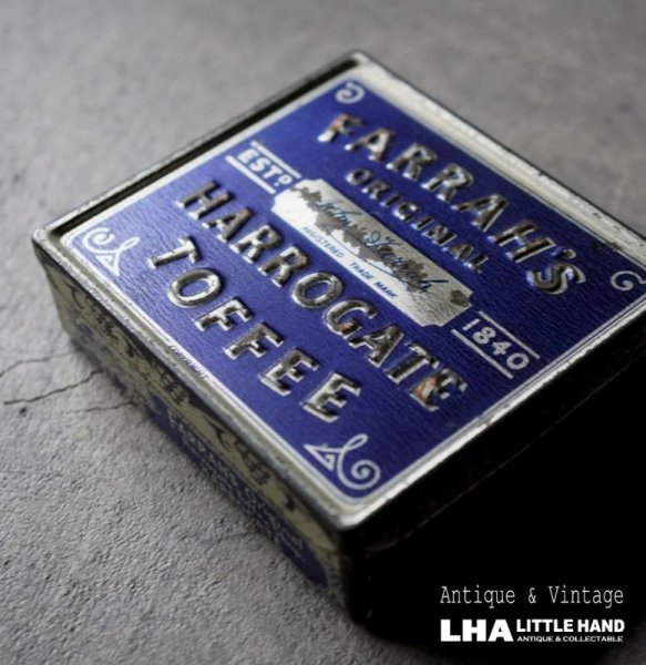 画像1: ENGLAND antique FARRAH'S HARROGATE TOFFEE TIN イギリスアンティーク  ティン缶 お菓子缶 ブリキ缶 ヴィンテージ 缶 1950-60's (1)