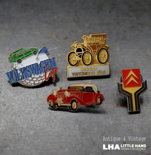 画像1: FRANCE antique PINS Pin Badge 4pcs フランスアンティーク ピンズ ピンバッジ 4個  CAR 車 自動車 ヴィンテージ 1980-90's (1)