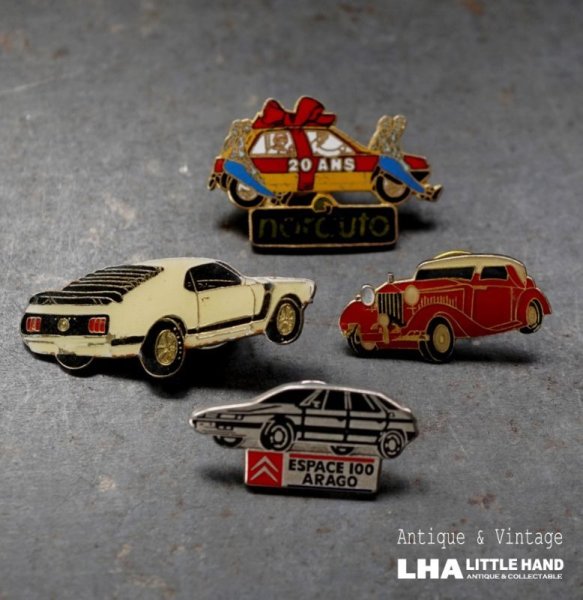 画像1: FRANCE antique PINS Pin Badge 4pcs フランスアンティーク ピンズ ピンバッジ 4個  CAR 車 自動車 ヴィンテージ 1980-90's (1)
