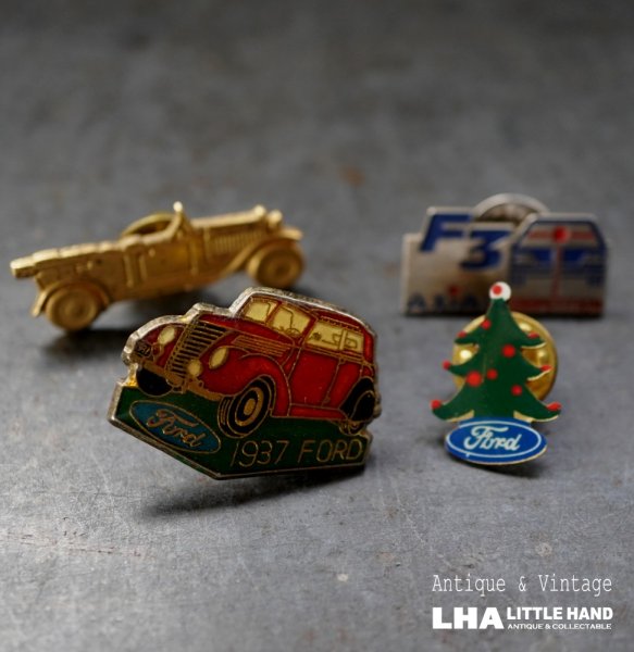 画像1: FRANCE antique PINS Pin Badge 4pcs フランスアンティーク ピンズ ピンバッジ 4個 FORD CAR 車 自動車 ヴィンテージ 1980-90's (1)