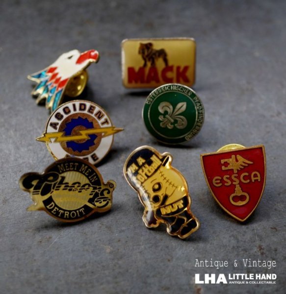 画像1: FRANCE antique PINS Pin Badge 7pcs フランスアンティーク ピンズ ピンバッジ 7個 ベースボール 野球 ヴィンテージ 1980-90's (1)