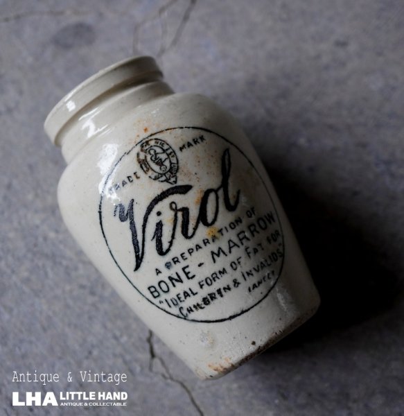 画像1: 【RARE】 ENGLAND antique VIROL (M) POTTERY ”BONE IN HAND ”LANCET(Ｍサイズ) イギリスアンティーク ヴァイロール ヴィロール1860-80's 陶器ポット  (1)