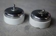 画像6: FRANCE antique SWITCH 2pcs フランスアンティーク スイッチ 2個セット トグルスイッチ クロームカバー＆陶器ベース ヴィンテージ 1930-50's (6)