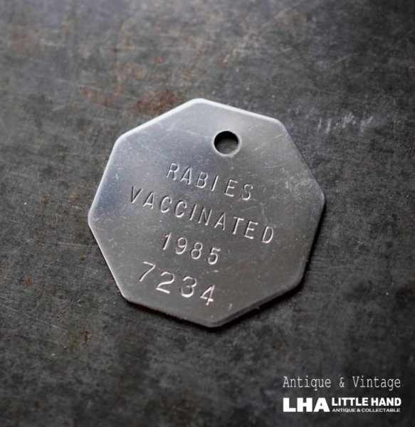 画像1: U.S.A. antique Dog Tag アメリカアンティーク ヴィンテージ ドッグタグ 1985's ロゴ入 ナンバープレート ナンバータグ タグ (1)