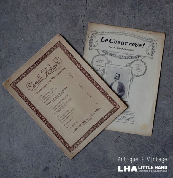 画像1: U.S.A. FRANCE antique Sheet Music 2pcs アメリカ・フランスアンティーク 楽譜 譜面 2SET ヴィンテージ 1920-60's (1)