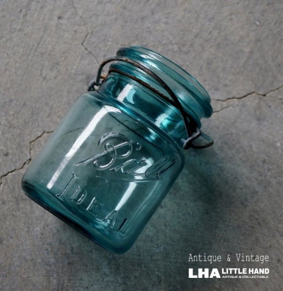 画像1: SALE【30%OFF】USA antique BALL JAR アメリカアンティーク BALL ジャー ワイヤー付き ガラスジャー (S) フタなし ヴィンテージ メイソンジャー 保存瓶 1933－60's (1)