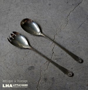 画像: ENGLAND antique EPNS SERVING SPOON & FORK イギリスアンティーク シルバープレート サービングスプーン＆フォーク 1940-60'ｓ 