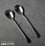 画像: ENGLAND antique EPNS SERVING SPOON & FORK イギリスアンティーク シルバープレート サービングスプーン＆フォーク 1940-60'ｓ 