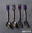 画像1: antique SOUVENIR SPOON & FORK 4pcs アンティーク スーベニアスプーン&フォーク 4本SET コーヒースプーン ティースプーン お土産 1940-60'ｓ 