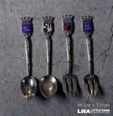 画像: antique SOUVENIR SPOON & FORK 4pcs アンティーク スーベニアスプーン&フォーク 4本SET コーヒースプーン ティースプーン お土産 1940-60'ｓ 