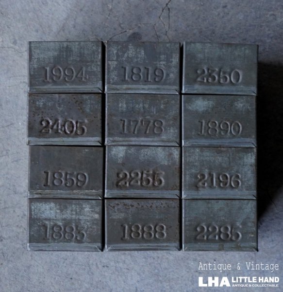 画像1: ENGLAND antique TEA TINS 12pcs イギリスアンティーク ナンバー入 紅茶缶 12個SET サンプル ティン缶 ブリキ缶 1920-30's  (1)