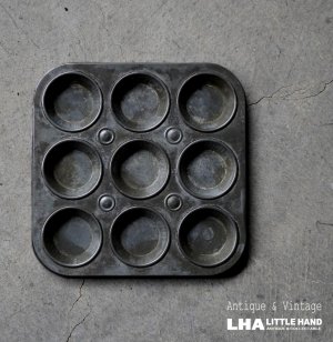 画像: ENGLAND antique Baking Tin イギリスアンティーク ベーキングティンモールド 9穴  焼き型 菓子型 1940-50’ｓ