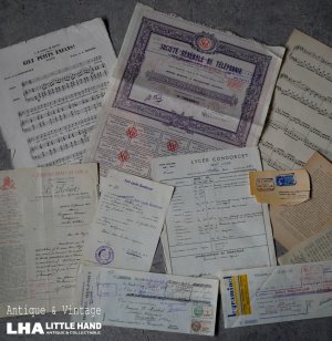 画像: FRANCE antique Paper 11set フランスアンティーク ペーパーセット 古い紙 11枚セット 1920-50's