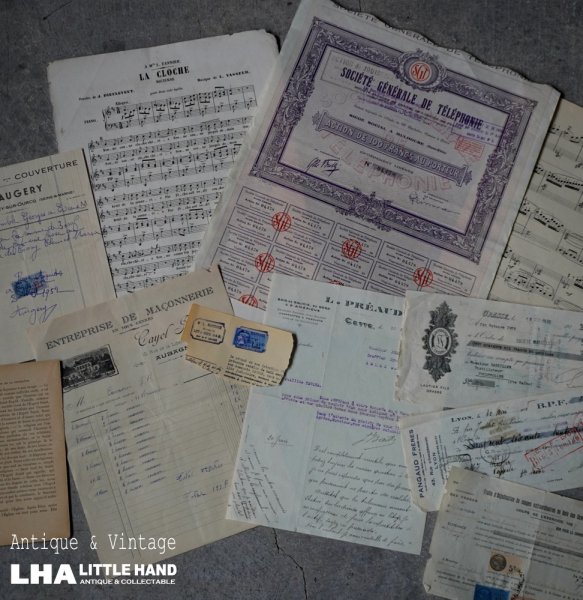 画像1: FRANCE antique Paper 11set フランスアンティーク ペーパーセット 古い紙 11枚セット 1920-50's (1)