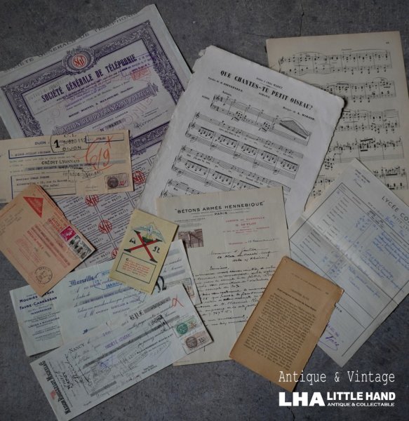 画像1: FRANCE antique Paper 11set フランスアンティーク ペーパーセット 古い紙 11枚セット 1920-40's (1)